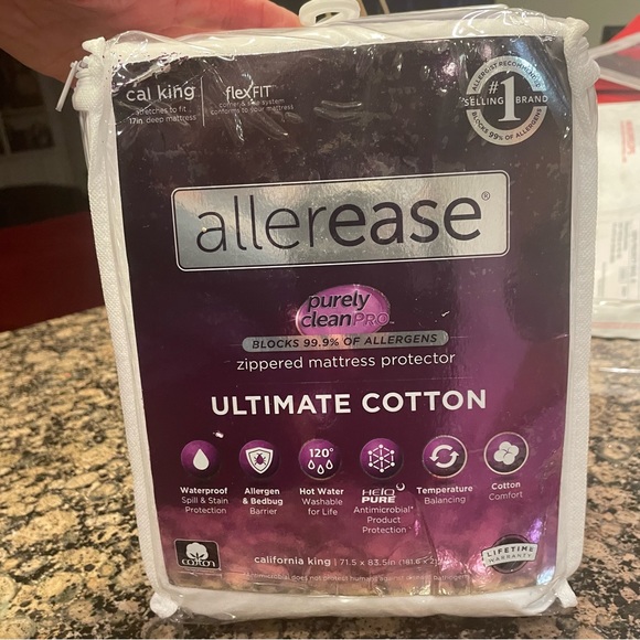 NWT AllerEase Waterproof Mattress Protector King Max Allergy Mattress Protector - Picture 3 of 5